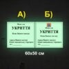 укриття, сховище, місце для укриття, вивіска, табличка, найпростіше сховище, захисне укриття, купити, замовити, оформити укриття, укрытие, хранилище, место для укрытия, вывеска, табличка, самое простое хранилище, защитное укрытие, купить, заказать, оформить укрытие, Україна, Світловідбиваюча вивіска, Світлопоглинаюча плівка, Люмінесцентна плівка, Світлонакопичувальний стенд, світиться вночі, світиться в темряві,